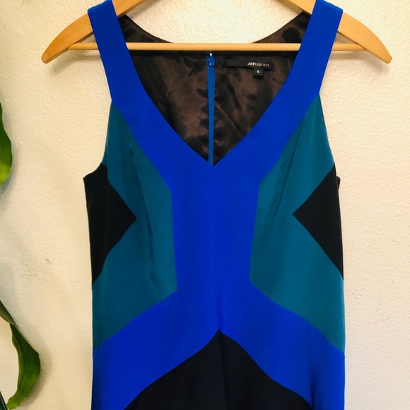JAYGODFREY 80’s Style Color Block Silk Dress - Picture 4 of 8